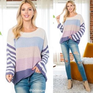 Beautiful Cream, Pink, Lilac Flare Sleeve Soft Lightweight Sweater!